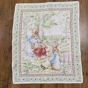Peter Rabbit Quilt Baby Blanket Nursery Decor Beatrix Potter Bunnies Soft Clean